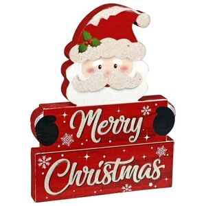 Santa Claus Merry Christmas Table Top Sign MDF Decor Accessory Holiday Merry